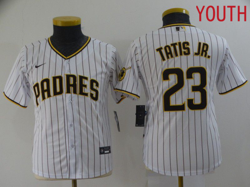 Youth San Diego Padres #23 Tatis jr White stripe Game 2021 Nike MLB Jersey->san diego padres->MLB Jersey